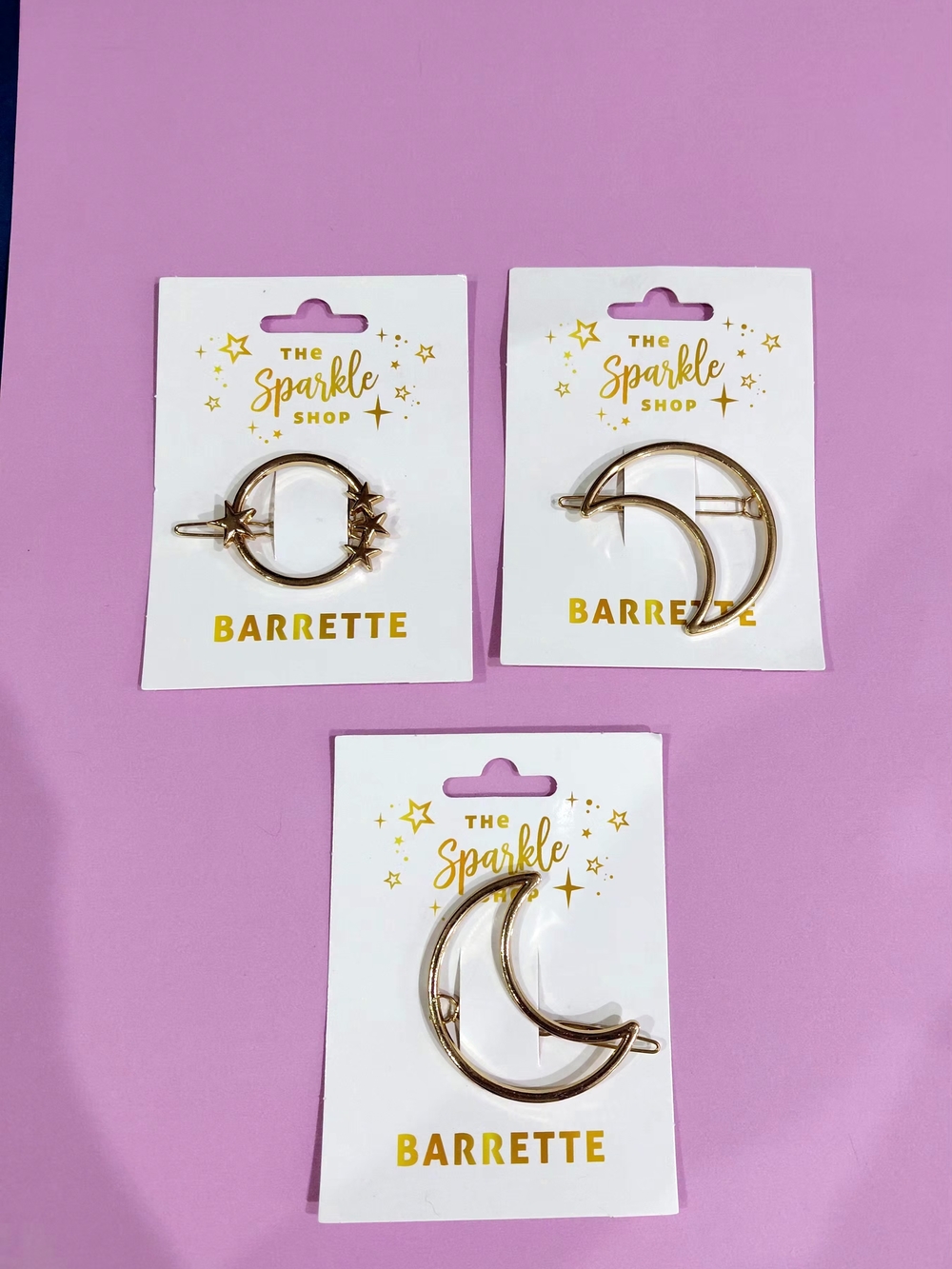 The Sparkle Shop Gold Crescent Moon Hair Barrette - Set of 3